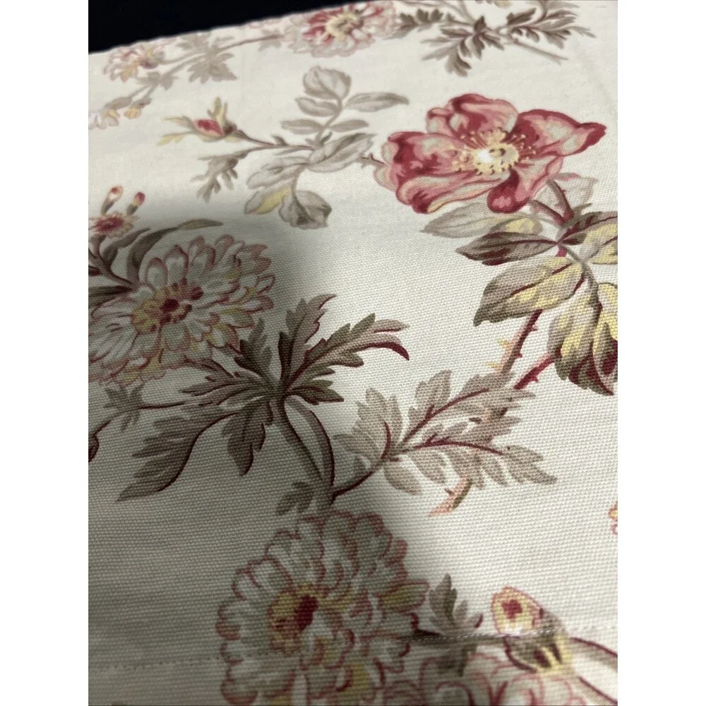 Green, burgundy, Yellow floral linen Table Runner 44” L X 24”W Decor Home